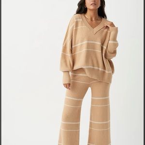 ARCAA Vera Honey Stripe Set - Organic Knit Sweater and Knit Pant- NWOT